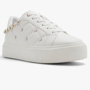 NEW ALDO TAVI SNEAKERS PLATFORM WHITE PEARL SZ 8